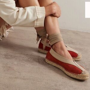 Brand New With Tags Free People Juniper Lace Up Espadrilles Size 39 Rust Orange